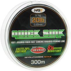 NGT 300m Spool Of 'Quick Sink' Moss Green 20lb Braid -Fish Tackle 6e9a09538ca7cc87